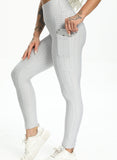 Women Three-dimensional Body Shaping Jacquard  Pocket Leggings（Solid Color）