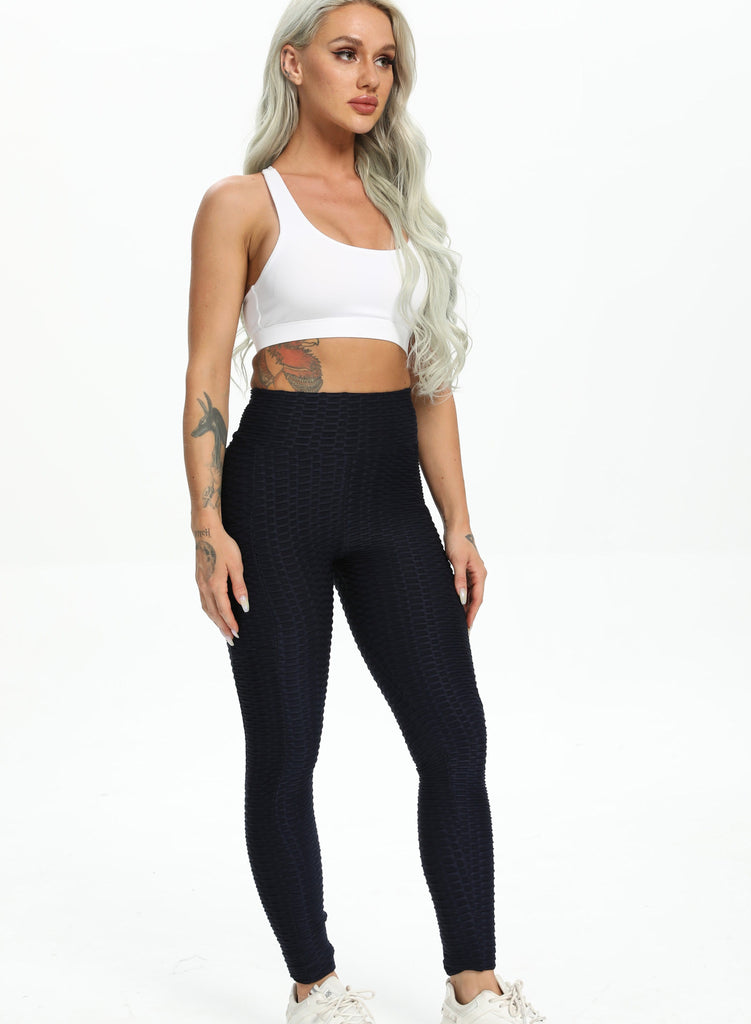 Women Body Shaping Jacquard  Pocket Leggings