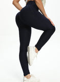 Women Three-dimensional Body Shaping Jacquard  Pocket Leggings（Solid Color）