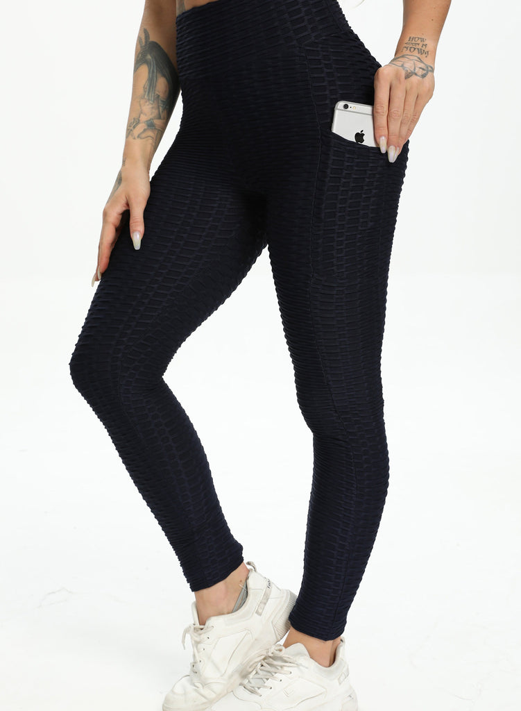 Women Body Shaping Jacquard  Pocket Leggings