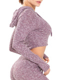 Knit Fabric Comfy Hooded Long Sleeve Yoga Tops - SEASUM