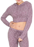 Women's Knit Material Comfy Hooded Long Sleeve Yoga Tops