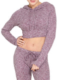 Knit Fabric Comfy Hooded Long Sleeve Yoga Tops - SEASUM