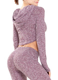 Knit Fabric Comfy Hooded Long Sleeve Yoga Tops - SEASUM