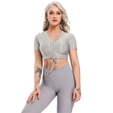 SEASUM Short Sleeves Honeycomb Crop Top Active Workout Yoga Tops - SEASUM