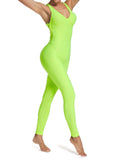 Women's Solid Color Backless Textured Yoga Jumpsuits Blue - SEASUM