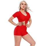 SEASUM Short Sleeves Honeycomb Crop Top Active Workout Yoga Tops - SEASUM