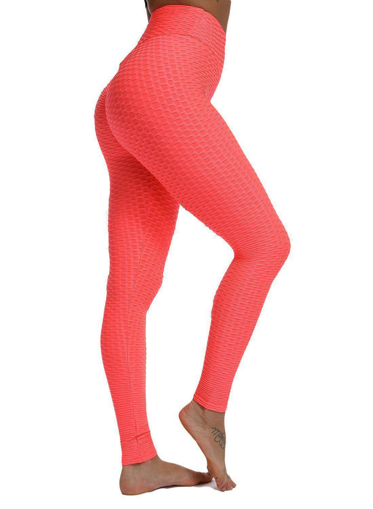 High Waist Textured Ruched Women Leggings - SEASUM
