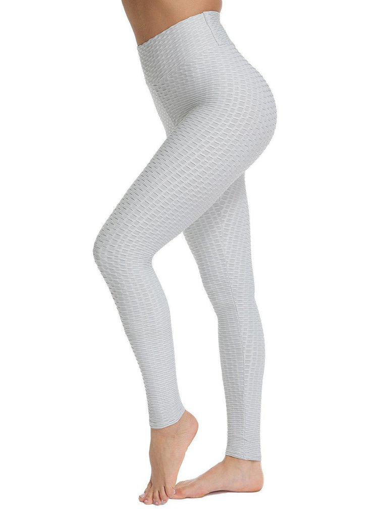 High Waist Textured Ruched Women Leggings - SEASUM