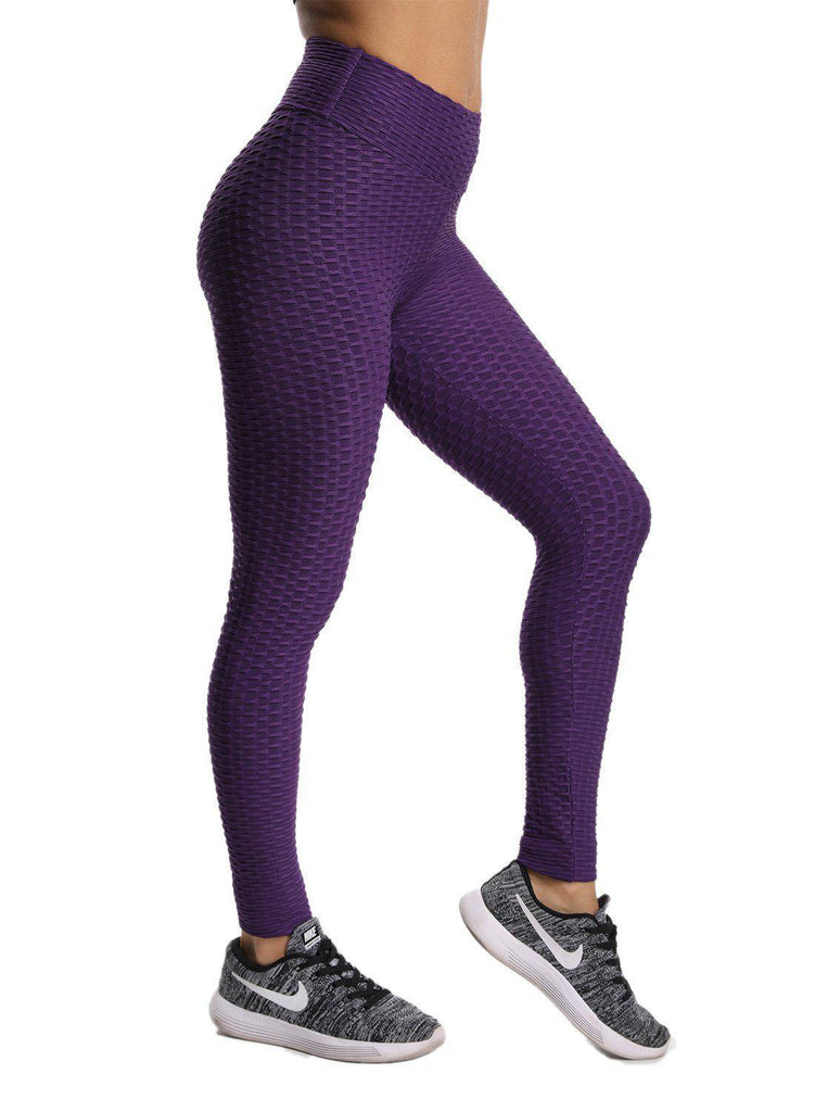 High Waist Textured Ruched Women Leggings - SEASUM