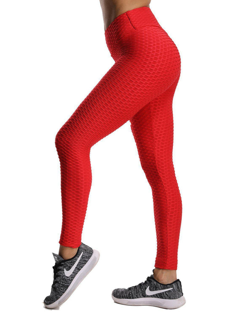 High Waist Textured Ruched Women Leggings - SEASUM