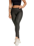 Women Three-dimensional Body Shaping Jacquard Leggings（Sackcloth Solid Color）