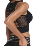 SEASUM Women's Grid Mesh Back Hollow Out Ultra Soft Seamless Top Bra - SEASUM