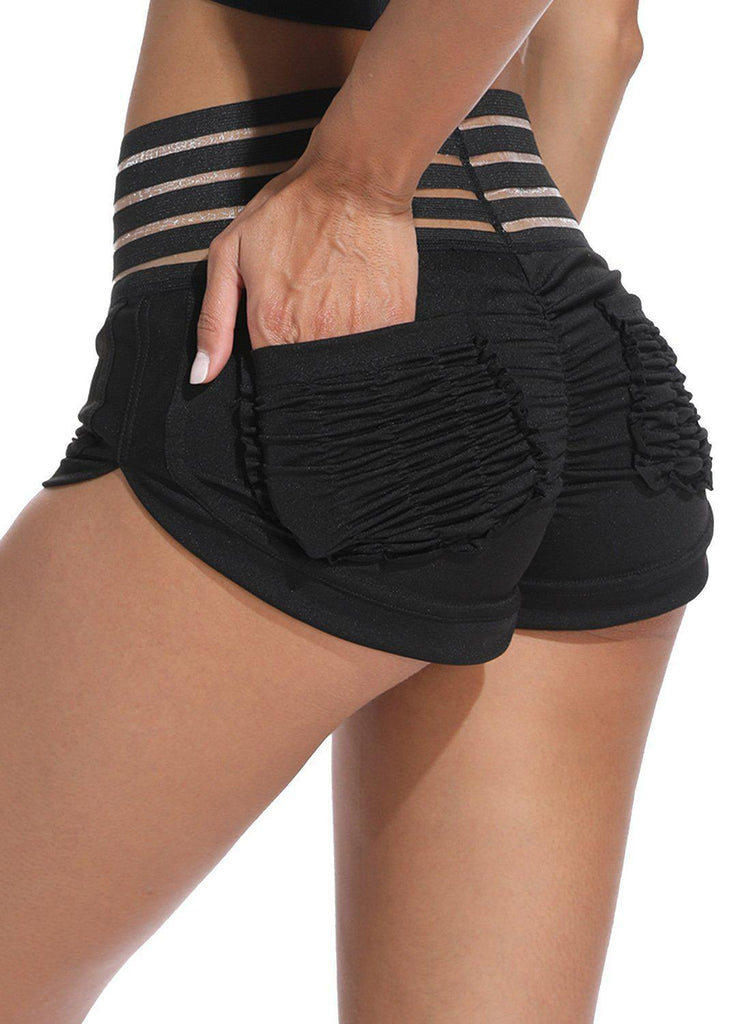 Pocket Design High Waist Workout Shorts - SEASUM