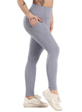 SEASUM-Solid Color Ruched Pockets Training Leggings