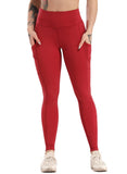 High Waist Ruched Pockets Running Yoga Leggings - SEASUM
