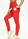 Women Body Shaping Jacquard  Pocket Leggings