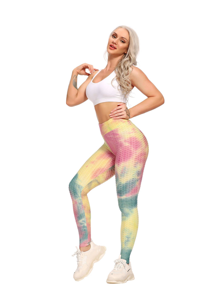 SEASUM Tie-dyed Leggings Compression Yoga Pants for Women