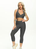 Women Three-dimensional Body Shaping Jacquard 7/8 Leggings（Solid Color）