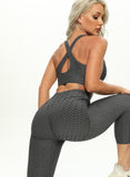 Women Body Shaping Jacquard 7/8 Leggings