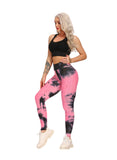 Women Body Shaping Jacquard Leggings Tie Dye