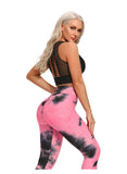 Women Body Shaping Jacquard Leggings Tie Dye