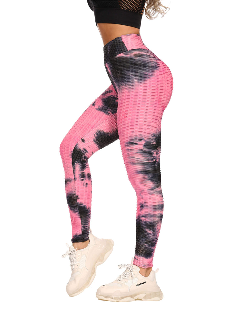 Women Body Shaping Jacquard Leggings Tie Dye