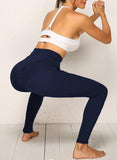 SEASUM-Solid Color Ruched Pockets Training Leggings