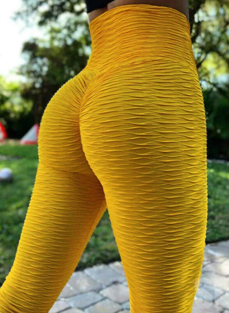 Textured Ruched Lifting Bodycon Yoga Pants - SeasumFits