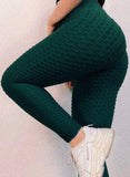 High Waist Textured Ruched Women Leggings - SEASUM