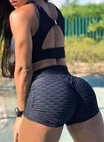 Textured High Elastic Women Yoga Shorts - SeasumFits