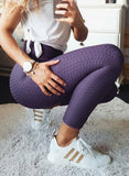 High Waist Textured Ruched Women Leggings - SEASUM