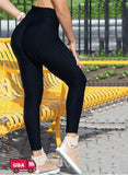 High Waist Textured Ruched Women Leggings - SEASUM