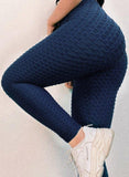 High Waist Textured Ruched Women Leggings - SEASUM