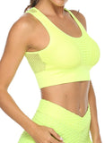 SEASUM Women's Grid Mesh Back Hollow Out Ultra Soft Seamless Top Bra - SEASUM