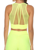SEASUM Women's Grid Mesh Back Hollow Out Ultra Soft Seamless Top Bra - SEASUM