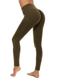 SEASUM-Solid Color Ruched Pockets Training Leggings