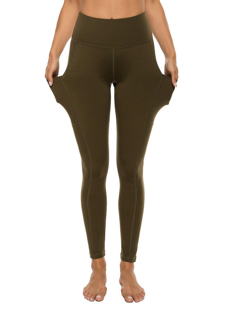 High Waist Ruched Pockets Running Yoga Leggings - SEASUM