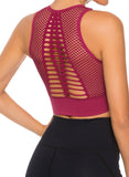 SEASUM Women's Grid Mesh Back Hollow Out Ultra Soft Seamless Top Bra - SEASUM