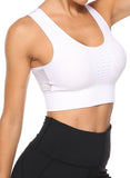 SEASUM Women's Grid Mesh Back Hollow Out Ultra Soft Seamless Top Bra - SEASUM