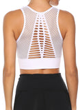 SEASUM Women's Grid Mesh Back Hollow Out Ultra Soft Seamless Top Bra - SEASUM
