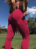 Solid Color Ruched High Waist Pockets Fitness Leggings