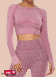 High Elastic Soft Seamless Long Sleeve Yoga Top - SEASUM