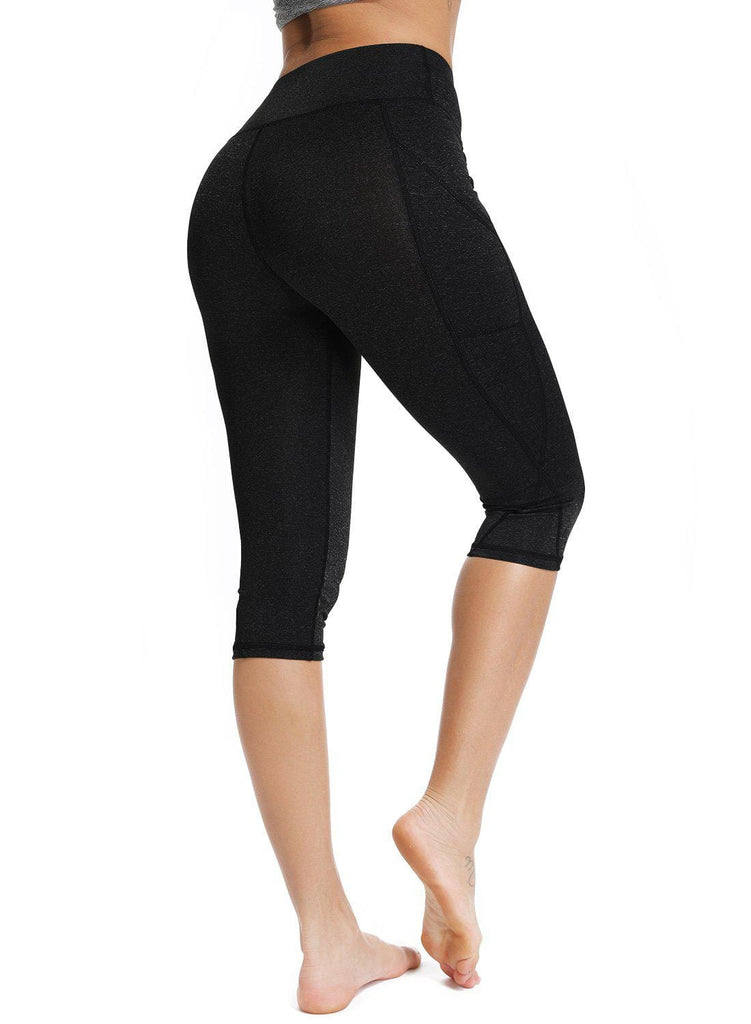 Soft Solid Color High Waist Capris Yoga Pants - SeasumFits