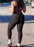 Solid Color Backless Textured Workout Yoga Jumpsuits - SeasumFits