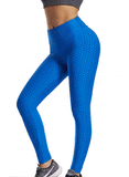 SEASUM Push Up Leggings Honeycomb Textured Ruched Tummy Control Leggings - SEASUM