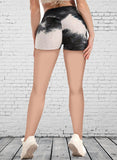 Tie-dyed Textured Ruched Shorts Black and White - SEASUM