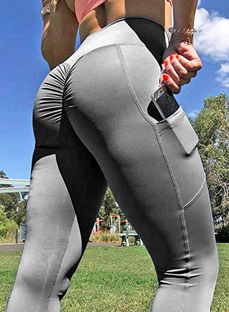 SEASUM-SEASUM Scrunch Butt Leggings with Pockets High Waist Lifting Yoga Pants