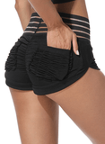 Pocket Design High Waist Workout Shorts - SEASUM