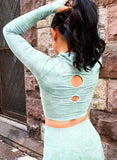 Camouflage Seamless Back Hollow Long Sleeve Yoga Top